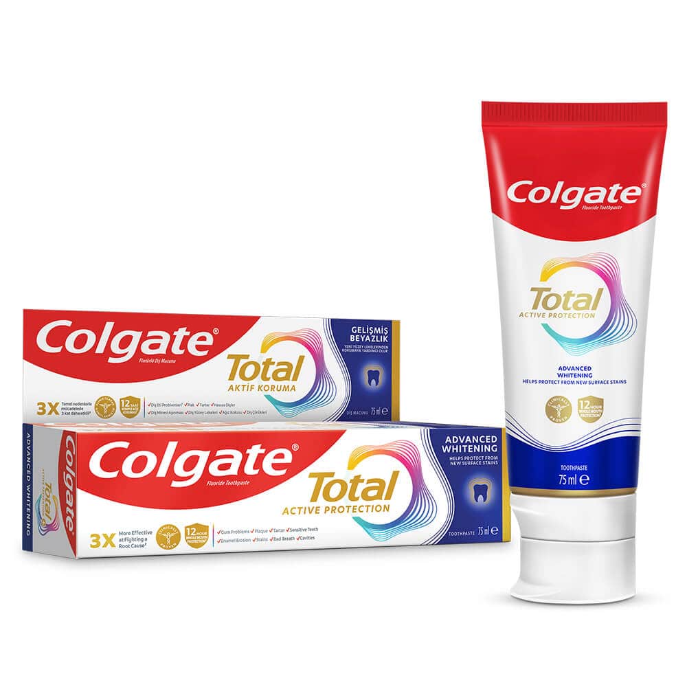 Colgate Total Aktif Koruma Gelişmiş Beyazlık Diş Macunu 75 ml
