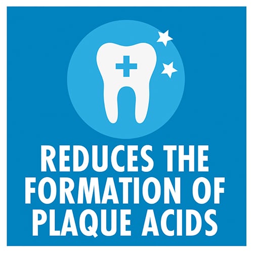 Reduces the formation of plaque acids