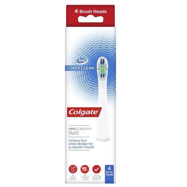 Colgate<sup>®</sup> ProClinical 360 Deep Clean Refill Brush Heads 4 Pack