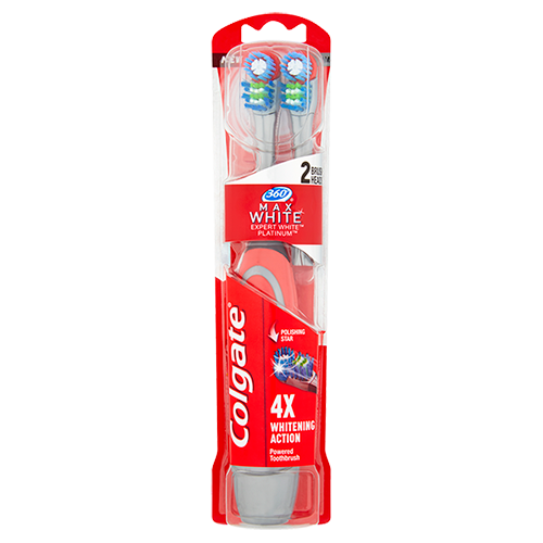 Colgate<sup>®</sup> 360° Max White Expert Whitening Battery Powered Toothbrush 2 Pack