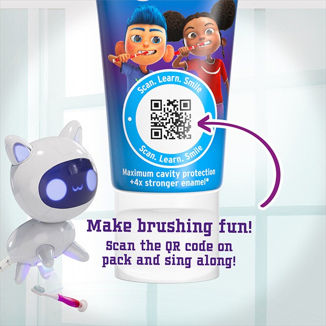 Scan the QR to make brushing fun!