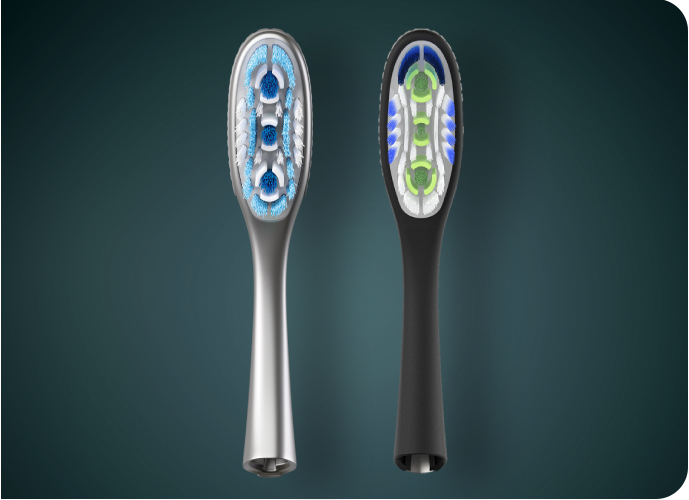 A picture of two electric toothbrush head