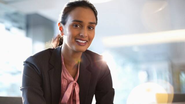 woman smiling brightly