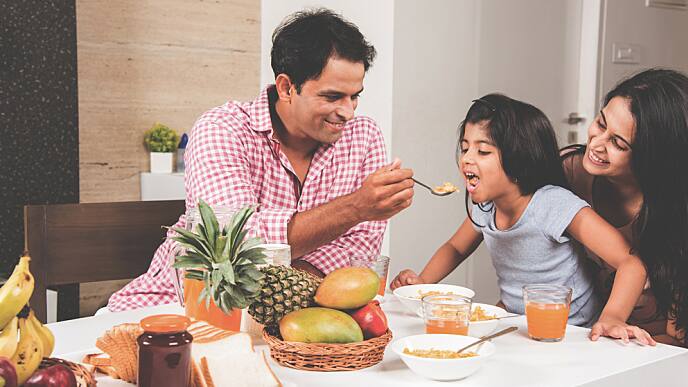 Happy family having lunch