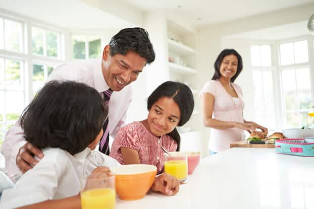 Family having breakfast