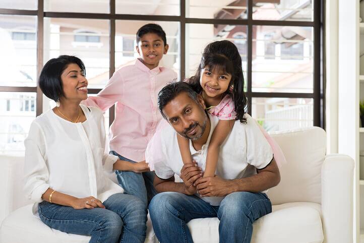 Family at home on the counch