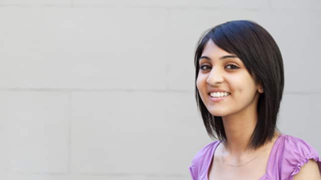 woman smiling brightly