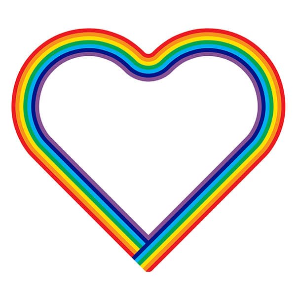 rainbow heart vinyl mirror