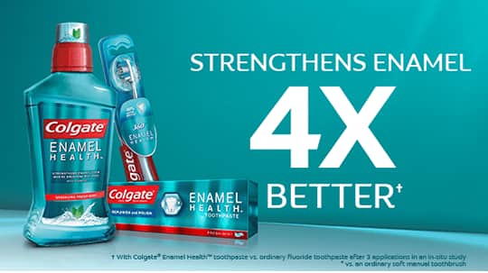 Strengthens enamel 4x better Strengthens enamel 4x better