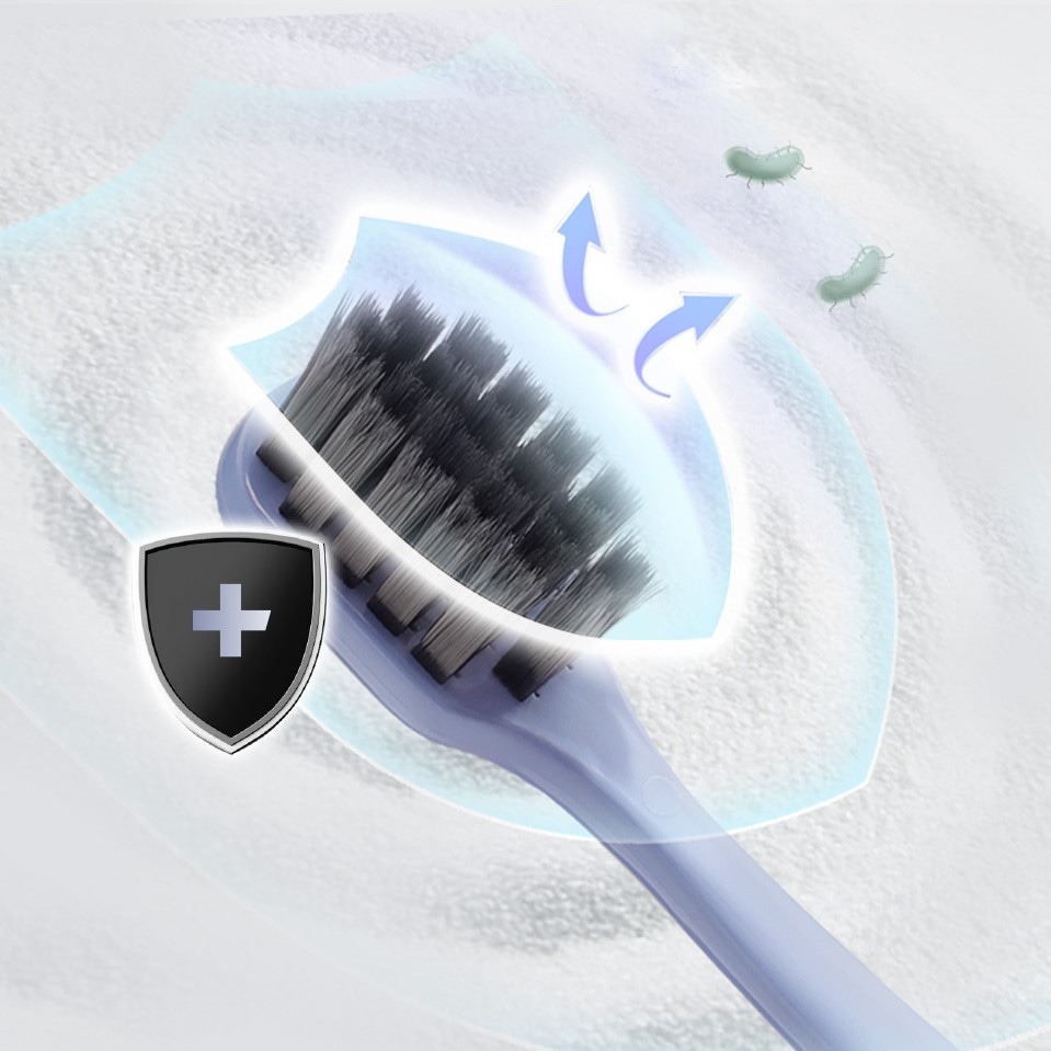 Antibacterial toothbrush bristles repelling bacteria