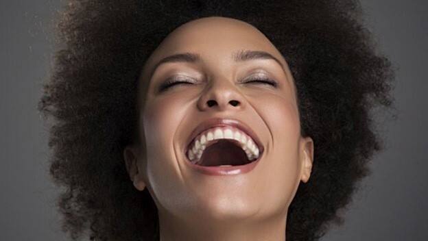 A lady laughing