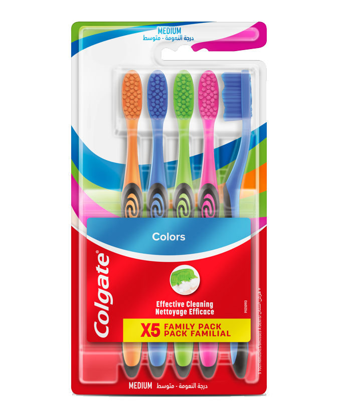 Colgate  Colors  Medium Toothbrush - Family 5 pack