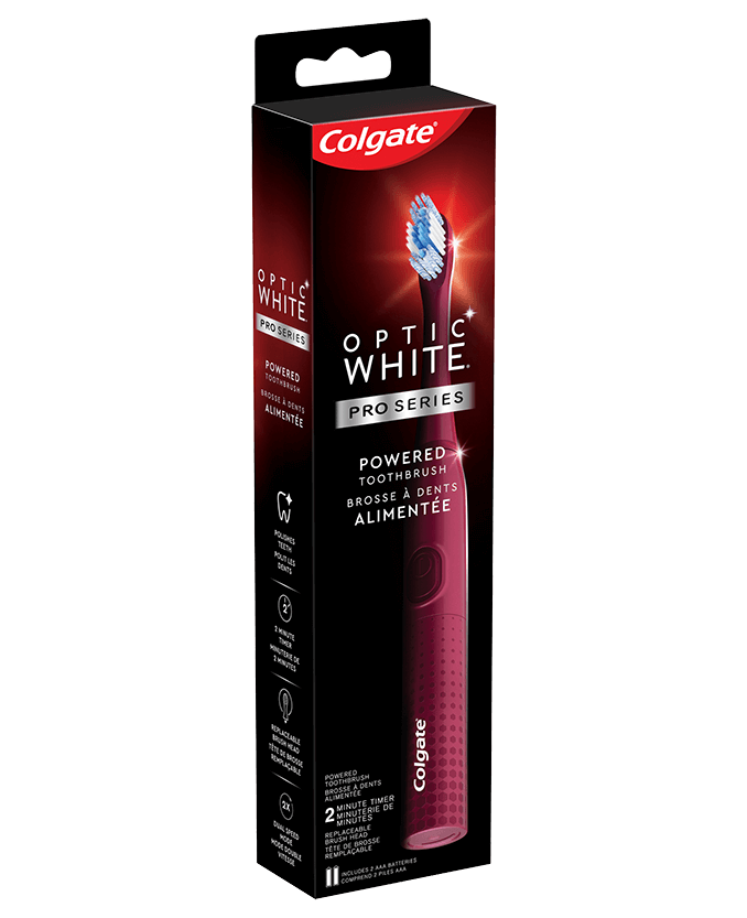 Packshot of Colgate<sup>®</sup> Optic White<sup>®</sup> Pro Series Powered Toothbrush Red