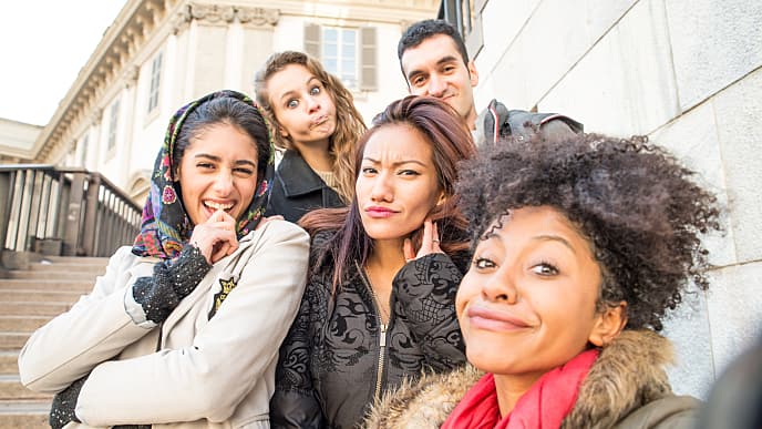 College friends taking a picture together