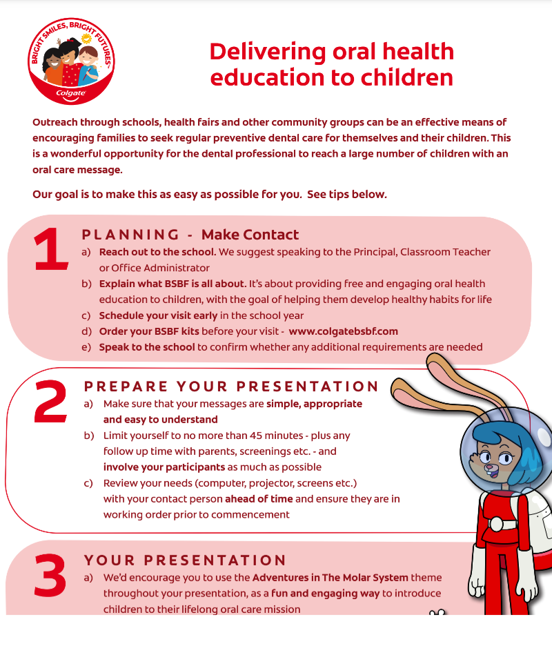 "Delivering Oral Health Education to Children" Tips Sheet