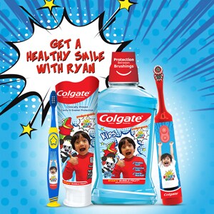 Colgate is thrilled to share that we have partnered with top YouTube toy reviewer and Nickelodeon star, Ryan’s World, for a new line of kid’s oral card products. Designed with the help of Ryan himself, the Colgate® Ryan’s World™ Kids Oral Care Regimen features three products including a Power Toothbrush, Toothpaste and Mouthwash to get little ones excited about brushing time.