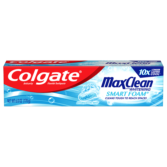 Packshot of Colgate<sup>®</sup> Max Clean<sup>™</sup> Smartfoam<sup>®</sup> Effervescent Mint<sup>®</sup>