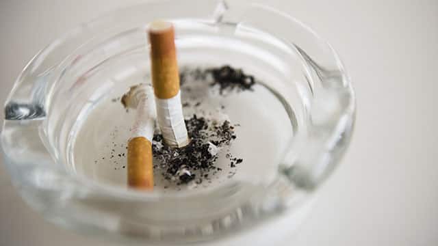 Two cigarettes in an ashtray