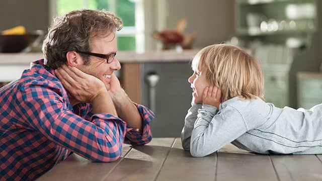 Father is talking to kid