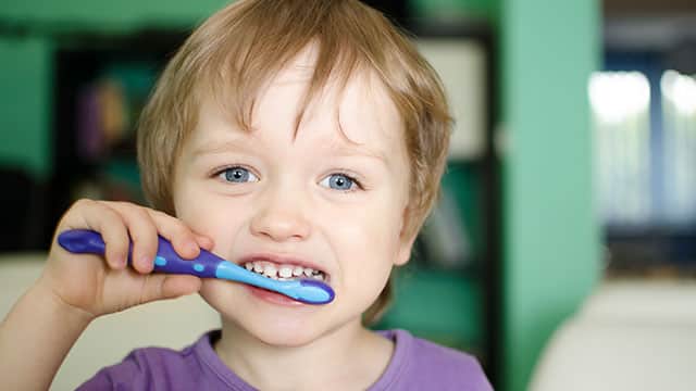 A kid brushing his teeth A kid brushing his teeth