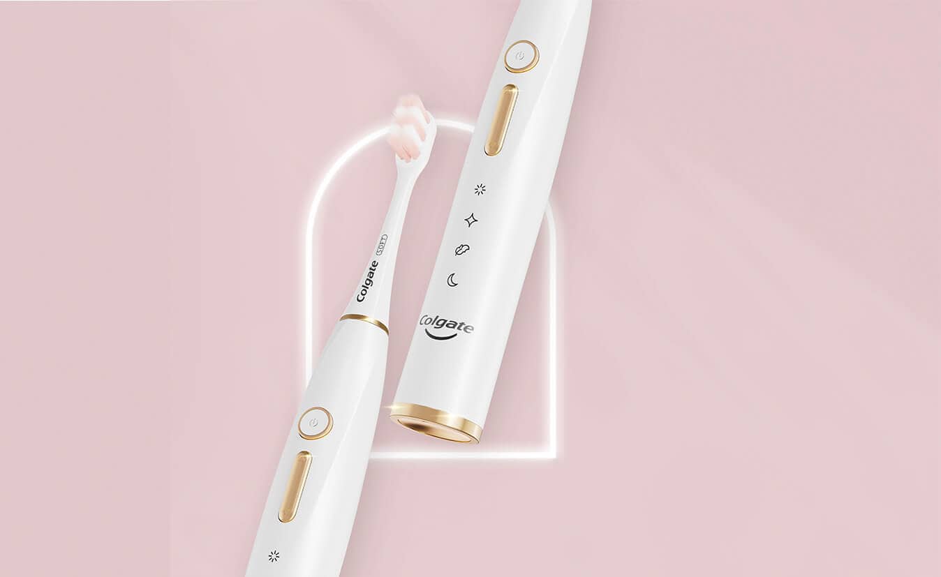 A close-up of Colgate Electric Toothbrush brushing modes