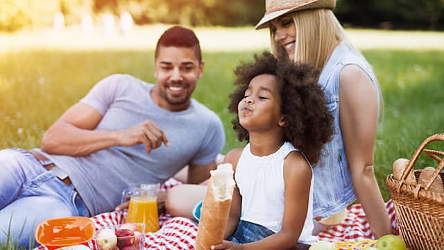 Happy family enjoying picnic