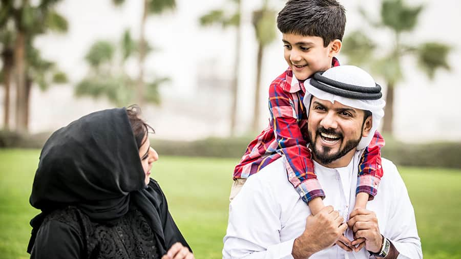 Arabian family portrait in the park