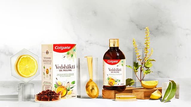 Colgate Vedshakti – Oil Pulling; image used for benefits of oil pulling for oral care article
