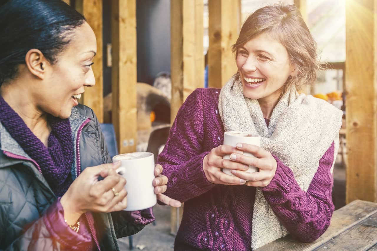 Women Enjoying a Warm Cup of Coffee