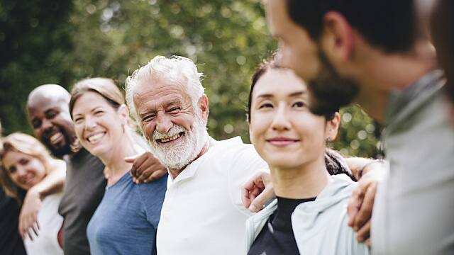 Happy diverse people together in the park