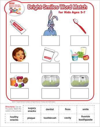 Bright Smiles Oral Health Printable Word Match Game (Ages 5-7) Bright Smiles Oral Health Printable Word Match Game (Ages 5-7)