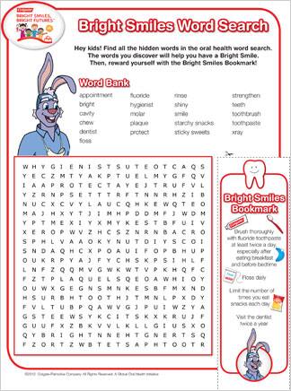 Bright Smiles Oral Health Printable Word Search Game (Age 10-12) Bright Smiles Oral Health Printable Word Search Game (Age 10-12)