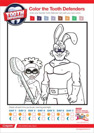 Color the Tooth Defender Oral Health Coloring Sheet Color the Tooth Defender Oral Health Coloring Sheet