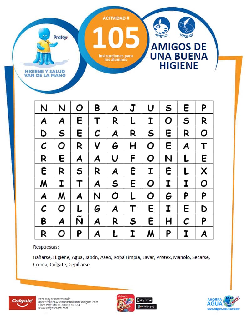 Actividad 105: Amigos de una buena higiene - Niños