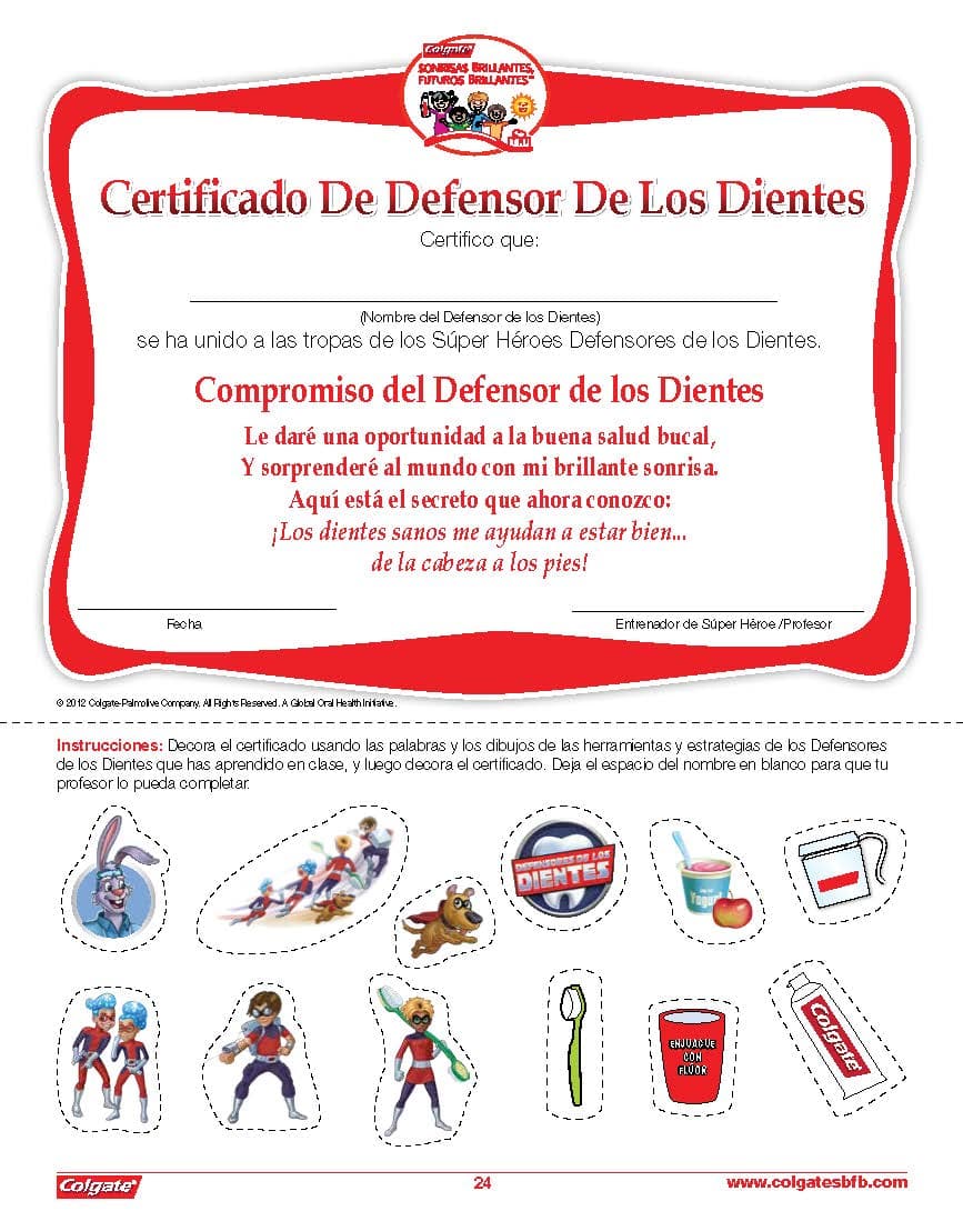Certificado De Defensor De Los Dientes
