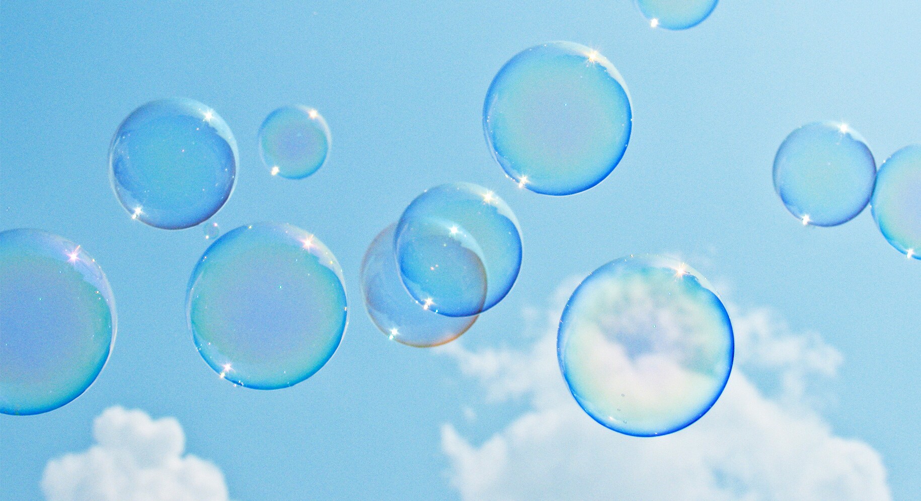 Bubbles floating in blue background