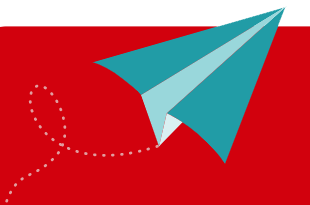 Paper flight with red background