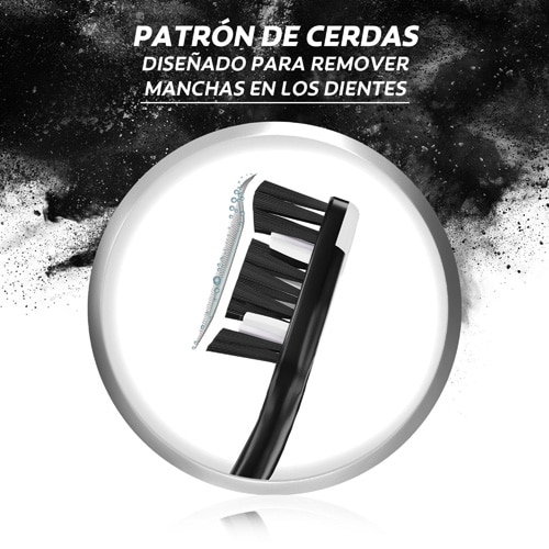 Patrón de cerdas diseñdo para remover manchas en los dientes.