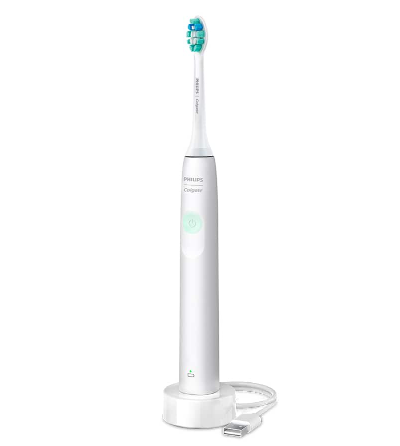 Philips Colgate SonicPro 10 | Cepillo de dientes eléctrico | Vista frontal y estación de recarga