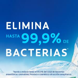 elimina hasta 99.9% de bacterias elimina hasta 99.9% de bacterias