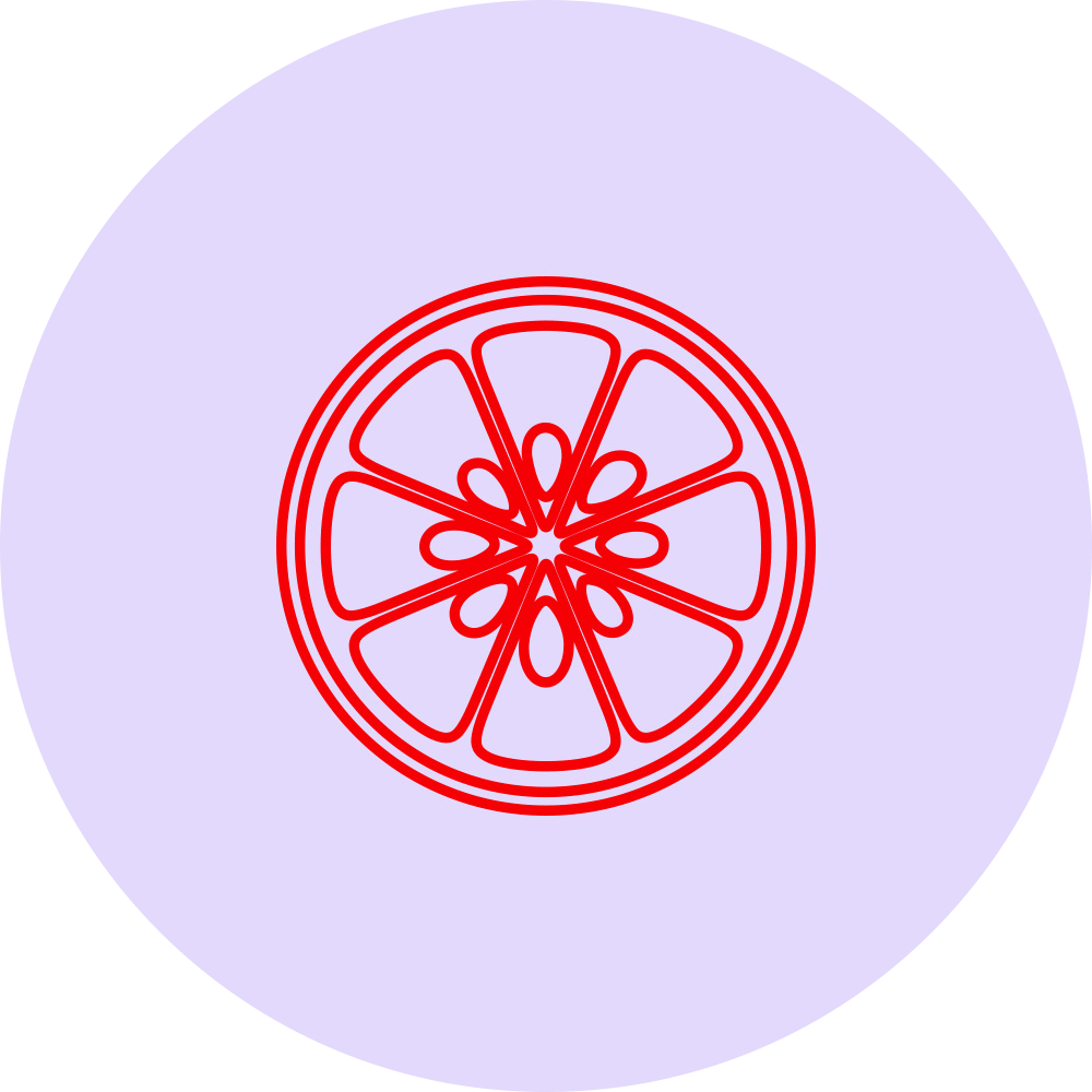 Cross-section of a citrus fruit