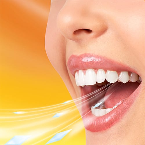 Woman exhaling fresh breath