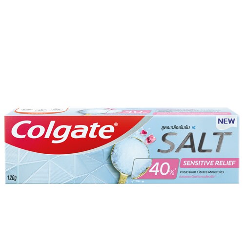 กล่องยาสีฟัน คอลเกต เกลือ เซนซิทีฟ รีลีฟ 40% ใหม่ ที่ช่วยลดอาการเสียวฟันได้อย่างต่อเนื่อง