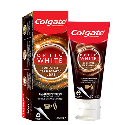 Colgate<sup>®</sup> Optik Beyaz Kahve, Çay ve Tütün kullananlar için