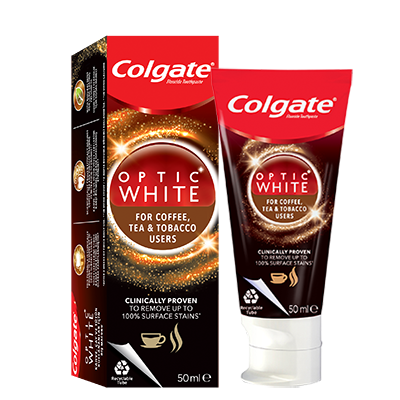 Colgate<sup>®</sup> Optik Beyaz Kahve, Çay ve Tütün kullananlar için